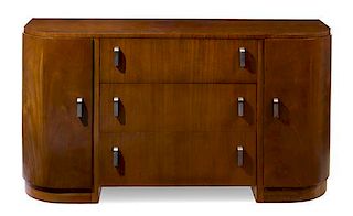A Donald Deskey for Valentine-Seaver Co. Sideboard Height 36 x width 67 1/4 x depth 32 inches.