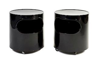 A Pair of Italian Plastic Giano Side Tables, Emma Schwinberger for Artemide Height 17 x diameter of top 15 3/4 inches.