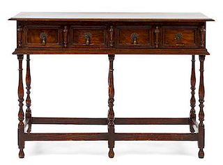 A Charles II Style Oak Chest on Stand Height 25 1/2 x width 37 x depth 14 1/4 inches.