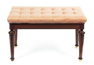 A Regency Style Mahogany Piano Bench Height 19 1/2 x width 30 1/2 x depth 14 1/2 inches.