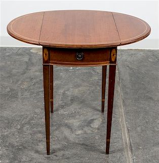 A George III Style Mahogany Pembroke Table Height 27 3/4 x width 31 x depth 23 inches (open).