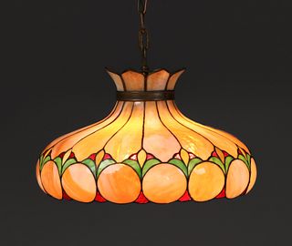Arts & Crafts Leaded Glass Hanging Chandeliere c1910s