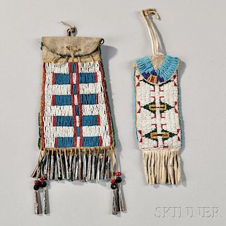 Two Plains Beaded Hide Pouches