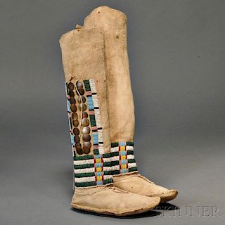 Pair of Ute Woman's High-top Moccasins