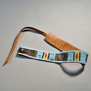 Plains/Plateau Beaded and Tacked Commercial Leather Panel Belt