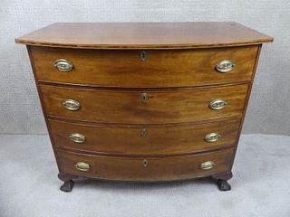 PERIOD BOW FRONT MAHOGANY CHEST