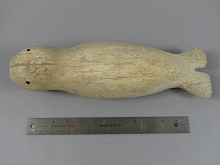 LARGE SCULPTURE OF SEAL IN WHALEBONE