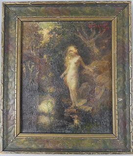 SIGNED PAINTING OF NUDE BY POND
