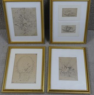 4 FRAMED CALLIGRAPHY DRAWINGS 1889