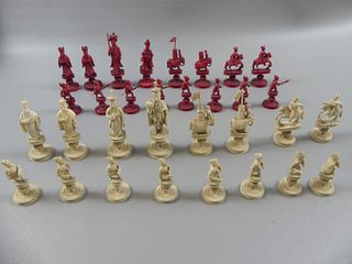 FINE ANTIQUE CHINESE FIGURAL CHESS SET