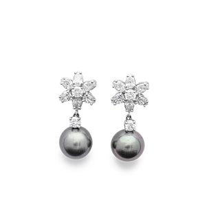 Pair of Pearl & Diamond Earrings