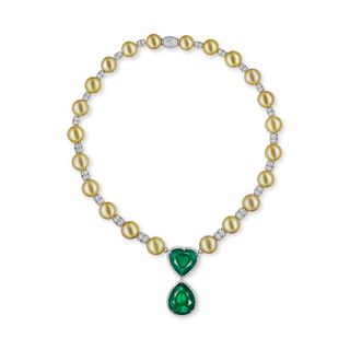 EMERALD/PEARL AND DIAMOND NECKLACE