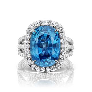 UNHEATED BURMA BLUE SAPPHIRE RING WITH DIAMONDS