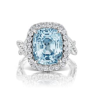ICY BLUE UNHEATED BURMESE SAPPHIRE DIAMOND RING