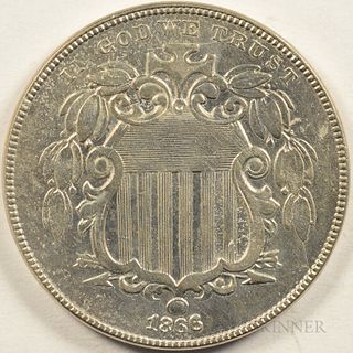 1866 Shield Nickel, MS-63