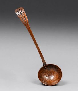 Arts & Crafts Hammered Copper Cutout Serving Spoon c1910