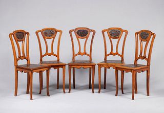 Set of 5 Art Nouveau Dining Chairs c1900