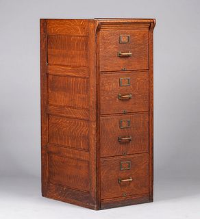 Oak Four-Drawer Legal File Cabinet c1910