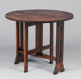 Arts & Crafts Small Cutout Dropleaf Side Table c1910