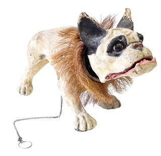 Antique Papier Mache French Bully "Growler Dog"