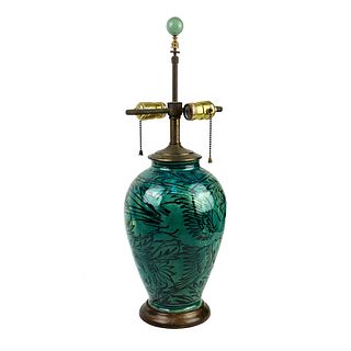 20th Qajar Turquoise Persian Vase Form Lamp