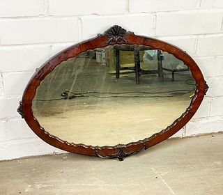 Antique Carved Oval Wall Mirror