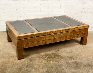 Oak Coffee Table With Slate Panel Top