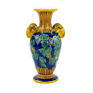 Minton Majolica Ram Head Vase for Seymour Mann Inc. 