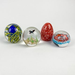 (4) Art Glass Paperweights