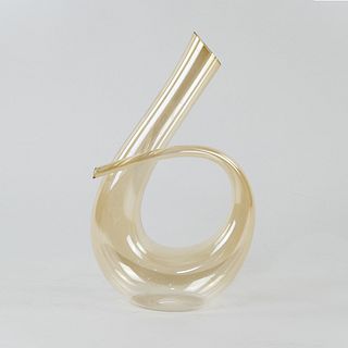 Royce Decanter Art Glass Gold Tone Vase