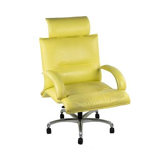 Saporiti Yellow Leather Post Modern Executive Chair