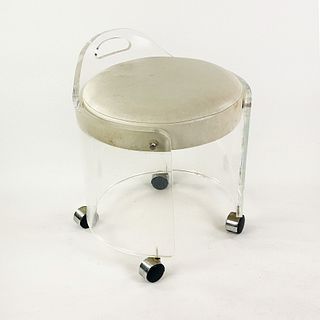 Hill Manufacturing Lucite & Leather Boudoir Chair