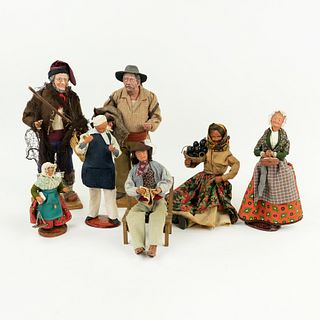 (7) Vintage French Santon Folklore Dolls