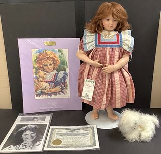 Limited Edition 28" vinyl The Great American Doll Co. Ã¬Marlene" doll w/her kitten.