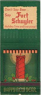 1940 Fort Schuyler Beer Christmas Giant Feature Matchcover Utica New York