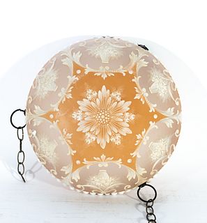 19th-Century Elizabethan Victorian Cameo Glass Ceiling Lamp