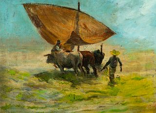 Buffaloes Plowing, Valencian school of the 19th century