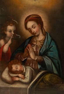 Virgin with Child and Saint John, Sevillian school of the 17th century, circle of Angelino Medoro (Naples, 1567 - Seville, 1631)