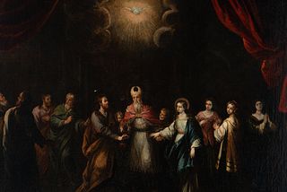 THE WEDDING OF MARY, ATTRIBUTED TO FRANCISCO ANTOLÍNEZ, SEVILLIAN SCHOOL OF THE 17TH CENTURY 