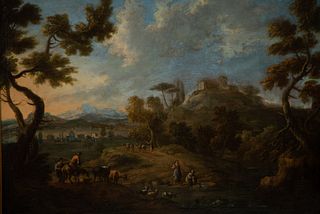 Landscape with Peasants, 17th century Flemish school