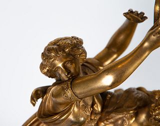 Sculpture in gilt bronze representing a Pair of Dancers with Bacchus, French school of the 18th - 19th century