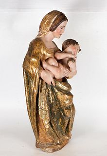 Virgin with Child in Arms, Sevillian school of the XVI XVII centuries