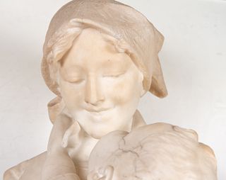 Mother with Child in Arms in marble, circle of Jean-Baptiste Carpeaux (Valenciennes, 1827 – Courbevoie, 1875), 19th century French school