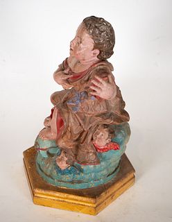 Enfant Jesus in polychrome Terracotta, 17th century, with later polychrome