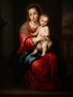 Madonna with Child, Sevillian school of the 17th century, circle of Bartolomé Esteban Murillo (Seville, 1618 - 1682)