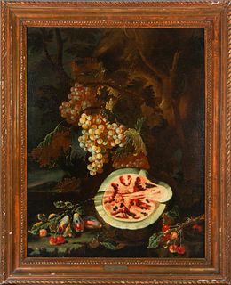 Pair of Still Lifes of Fruits, 17th century Neapolitan School, circle of Giovanni Battista Ruoppolo (Naples, 1629-Naples 1693
