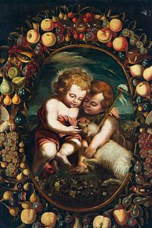 Child Jesus with Saint John in Orla de Frutas, Italian school of the 17th century