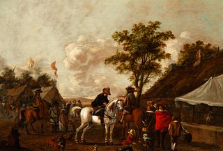 Country Scene with Dogs and Characters on Horseback, Flemish school of the 17th century
