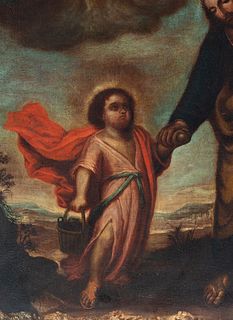 Saint Joseph with Child, Sevillian school of the 17th century