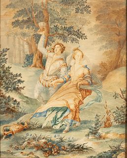 Watercolor of a Gallant Scene, French Romanticist school of the XVIII XIX centuries (circa 1750-1850)
